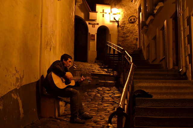 Guitarist busking